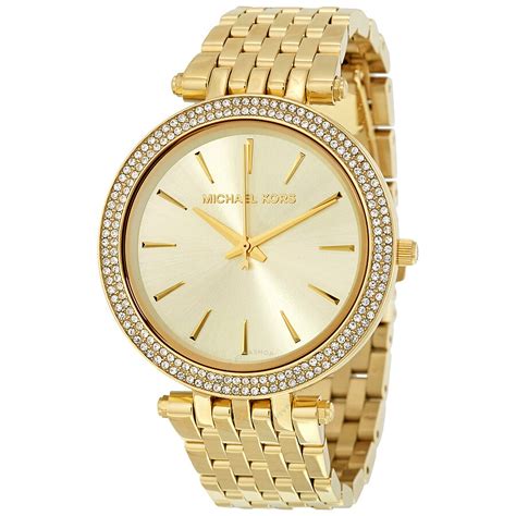 michael kors women watches 247 gold and beige leather|Michael Kors watches ladies gold.